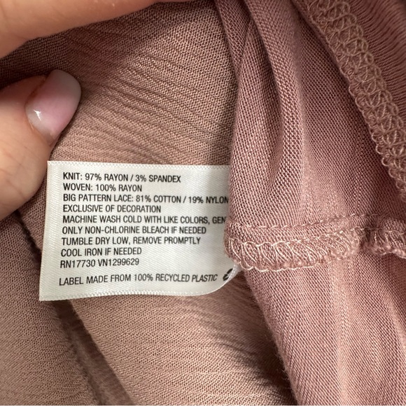 Knox Rose Women's Dusty Pink Lace Detail Boho Blouse - Size XXL - Picture 5 of 9